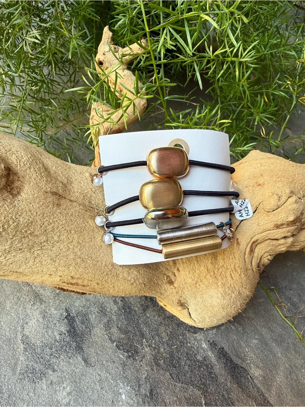 New🌟Anthropologie-Mixed Metal Elastic Pony Tail Bracelet Set